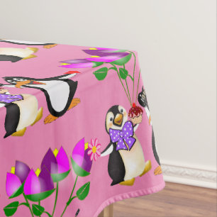 Tischdecke Valentinstag Pinguin Herzen