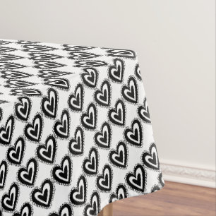 Tischdecke Valentinstag Schwarze Herzen