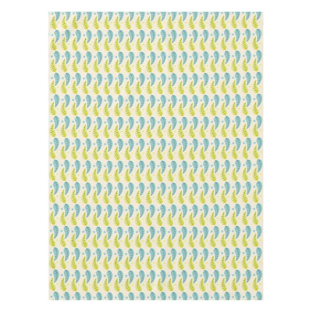 Tischdecken aus Chartreuse und Aqua-Blätter (Vorderseite)