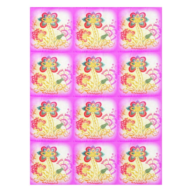 Tischdecken aus rosa Palmen (Vorderseite)