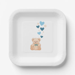 Tischdecken für Teddybären-Party zum Baby Boy Pappteller