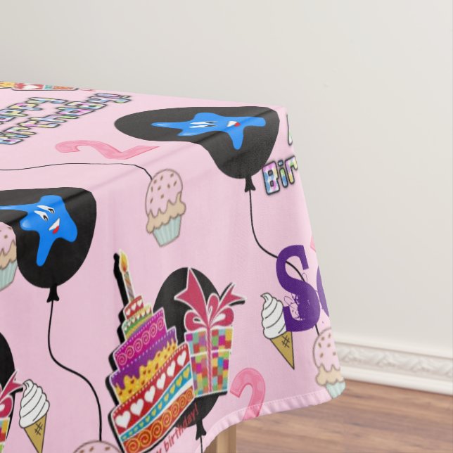 Tischdecken, Happy 2. Geburtstag, #2. Rosa Tischdecke (Beispiel)