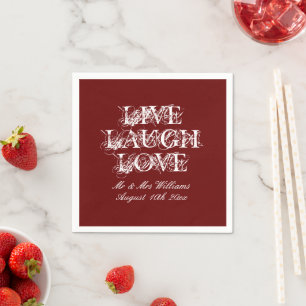 Tischdecken Live Laugh Love dunkelrot Hochzeit Fei Serviette
