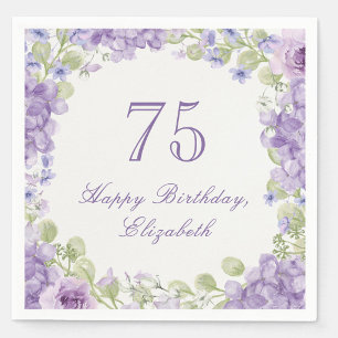 Tischdecken zum 75. Geburtstag Elegante lila Blüte Serviette