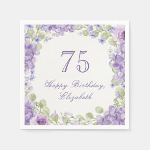 Tischdecken zum 75. Geburtstag Elegante lila Blüte Serviette