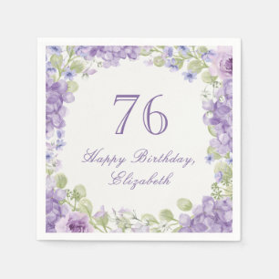 Tischdecken zum 76. Geburtstag Elegante lila Blume Serviette