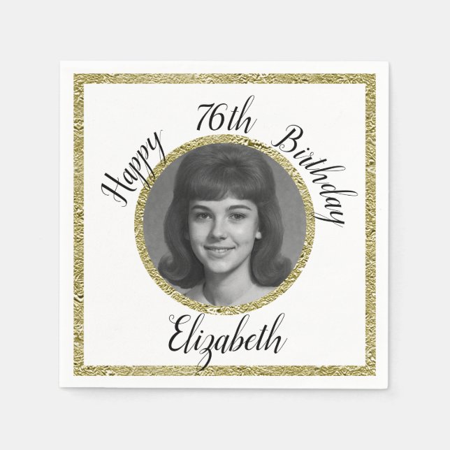 Tischdecken zum 76. Geburtstag mit individuellem F Serviette (Vorderseite)