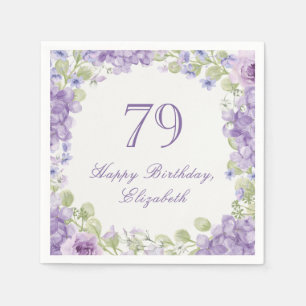 Tischdecken zum 79. Geburtstag Elegante lila Blüte Serviette