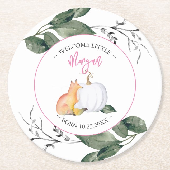 Tischdekoration Herbstdusche Runder Pappuntersetzer (Vorderseite)