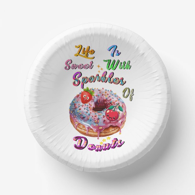Tischdekoration ist süß mit funkelnden Donuts Pappteller (Vorderseite)