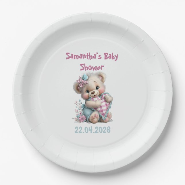 Tischdekoration Teddybär Baby-Party Pappteller (Vorderseite)