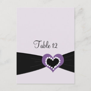 Tischkarte mit schwarzer Schleife und violettem He Postkarte