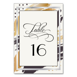 Tischkarte   Moderne Paint Strokes und Typografie Tischnummer