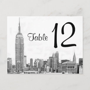 Tischkarte NYC Skyline Etched 01 Postkarte