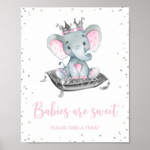 Tischkarten für Baby Shower mit Mädchen-Elefanten- Poster
