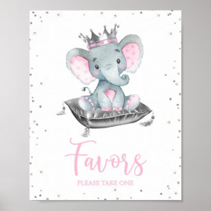 Tischkarten für Baby Shower mit Mädchen-Elefanten- Poster