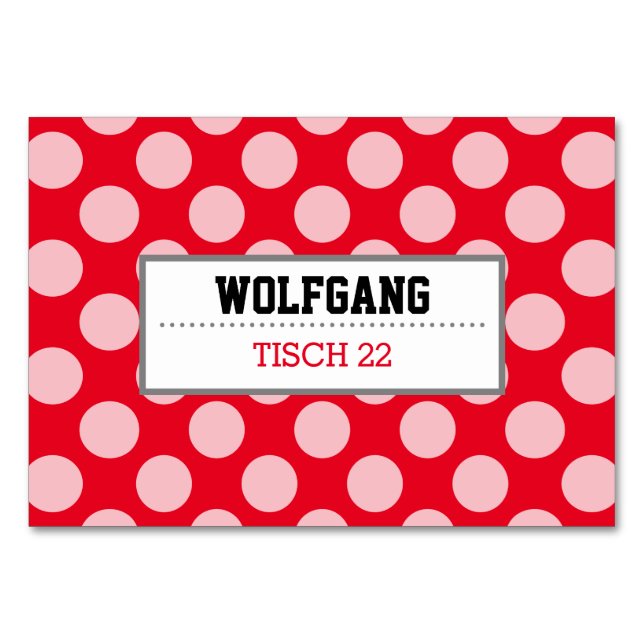 Tischkarten Weißpunkt Tischnummer (Vorderseite)