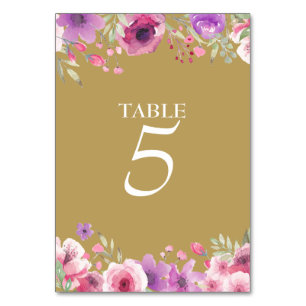 Tischkarten zum 50. Hochzeitstag mit Aquarellrosen Tischnummer