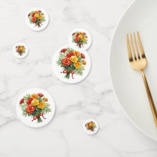 Tischkonfetti aus Ringelblumenbouquet für Cocktail Konfetti