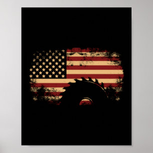 Tischler Holzarbeiten Amerikanische Flagge Vintage Poster