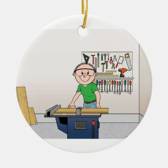 Tischler - Mann Keramik Ornament (Vorne)