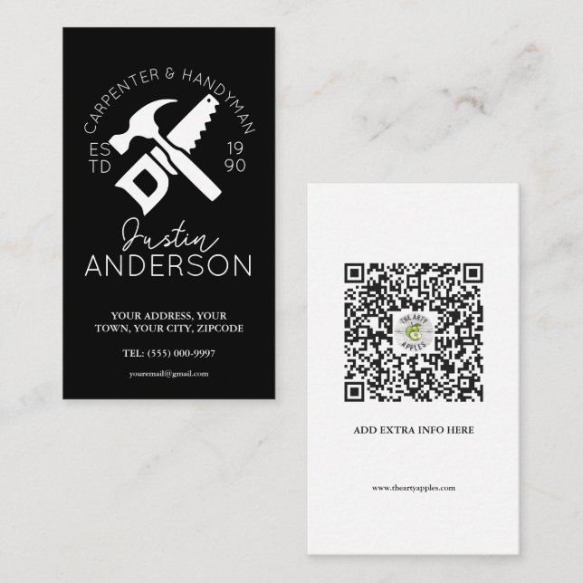 Tischlerdienstleistungen für kleine Unternehmen Visitenkarte (Vorne/Hinten)