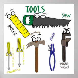 Tischlertools mit Cartoon Eyes Art Poster