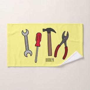 Tischlerwerkzeuge Cartoon-Illustration  Badhandtuch Set