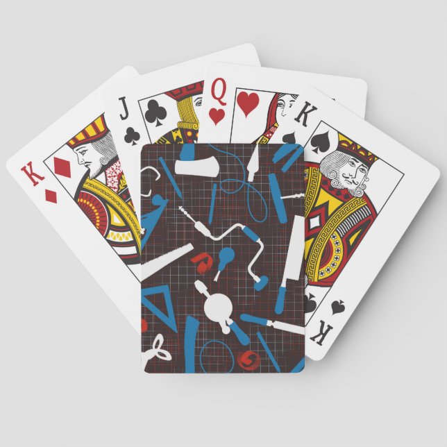 Tischlerwerkzeuge, Holzbearbeitung Spielkarten (Rückseite)