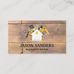 Tischlerwerkzeuge und Home Icon   Holz Visitenkarte
