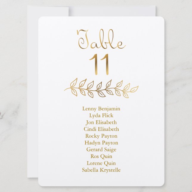 Tischnummer 11: Columned Gold Effect Chart (Vorderseite)