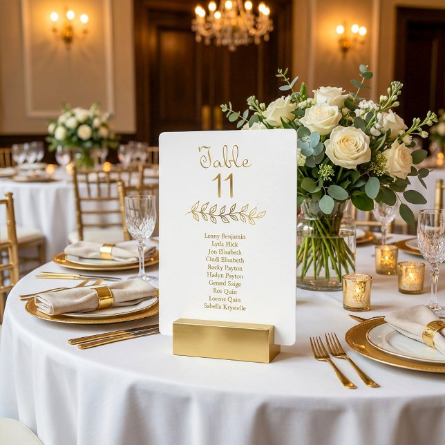 Tischnummer 11: Columned Gold Effect Chart (Columned Gold effect Table Number 11 Seating Chart)