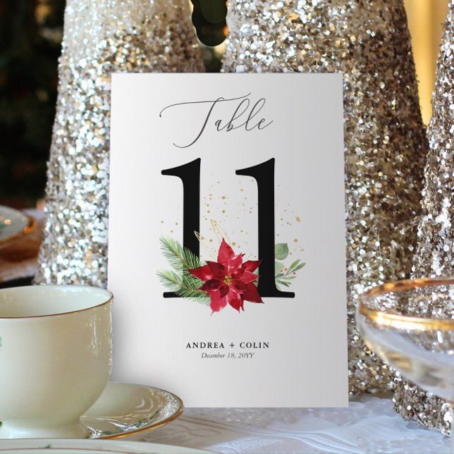 Tischnummer 11 Goldene Aquarellbahn Botanischer Ur (Botanical Christmas Wedding / Event Table Number | No. 11 (For all numbers, see Collection below))