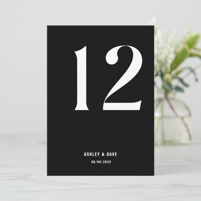 Tischnummer 12 Fett Black Wedding Tischnummer (Stehend Vorderseite)