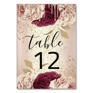 Tischnummer 12 Tropfen Rose Florenz Marsala Burgun