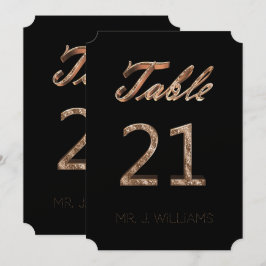 Tischnummer 21 Black Gold Elegant Escort Card