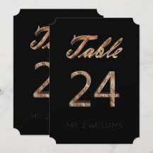 Tischnummer 24 Black Gold Elegante Escort Card