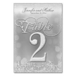 Tischnummer 2 Eleganter Silver Imitats Glitzer