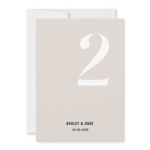 Tischnummer 2 Fett Beige Hochzeit Tischnummer