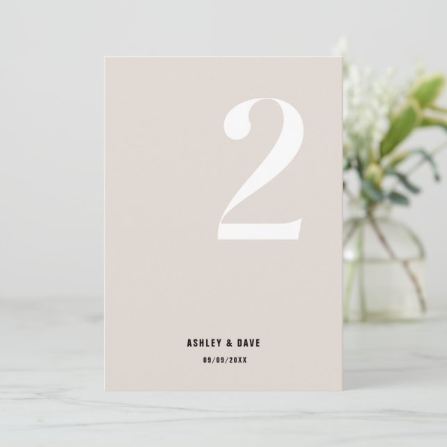 Tischnummer 2 Fett Beige Hochzeit Tischnummer (Stehend Vorderseite)