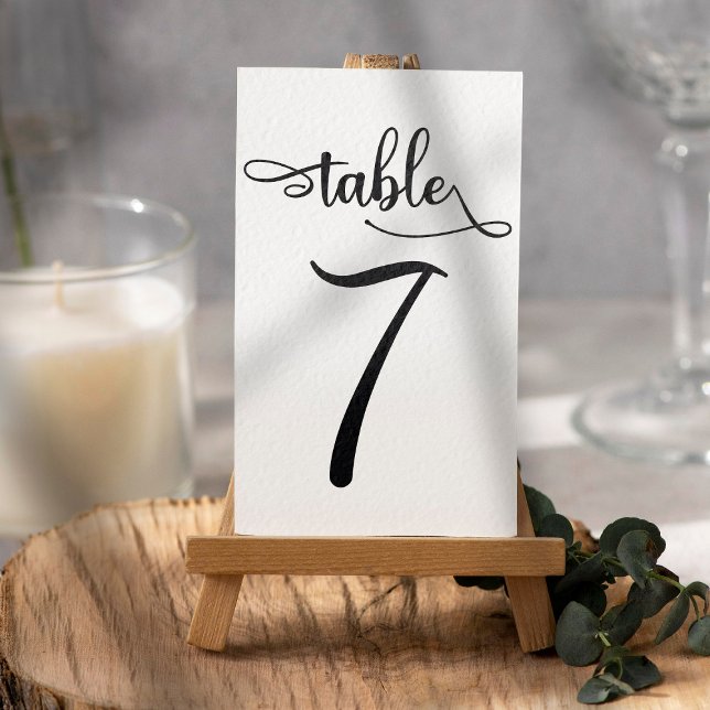Tischnummer 3.5x5 Schwarzes Zeichen | Tabelle 7 (Table 7 black and white)