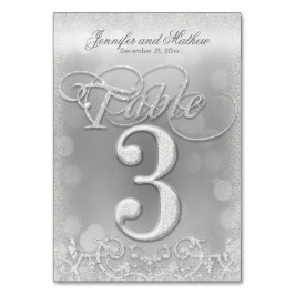 Tischnummer 3 Eleganter Silver Imitats Glitzer