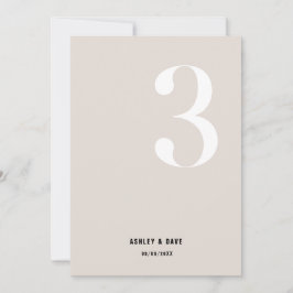 Tischnummer 3 Fett Beige Hochzeit Tischnummer