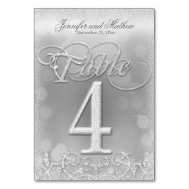 Tischnummer 4 Elegante Silver Imitate Glitzer