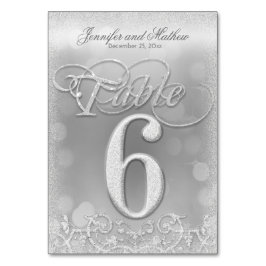 Tischnummer 6 Elegante Silver Imitate Glitzer