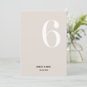 Tischnummer 6 Fett Beige Hochzeit Tischnummer