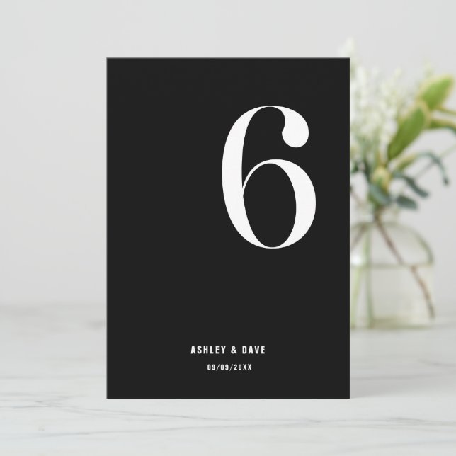 Tischnummer 6 Fett Schwarze Hochzeit Tischnummer (Stehend Vorderseite)
