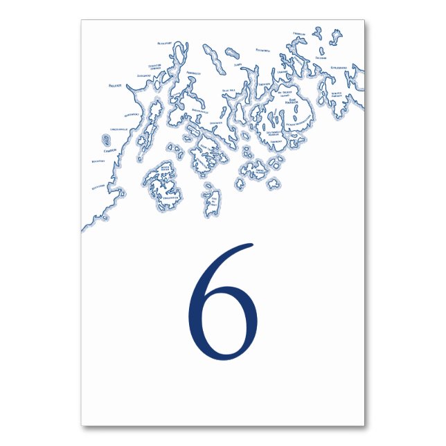 Tischnummer 6 mit Penobscot Bay Karte (Rückseite)