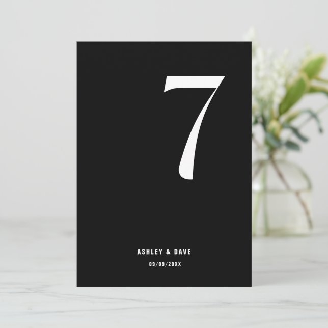 Tischnummer 7 Fett Black Wedding Tischnummer (Stehend Vorderseite)