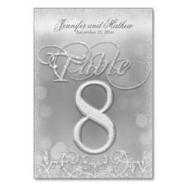 Tischnummer 8 Elegante Silver Imitate Glitzer